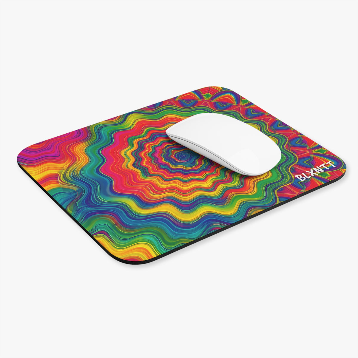 Hypnotic Rainbow Ripple Mouse Pad