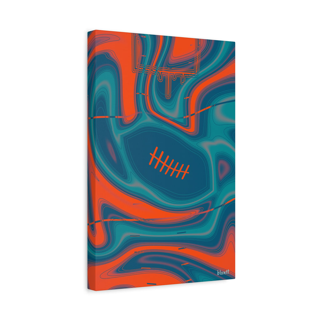 Aqua & Orange Trippy Football Canvas