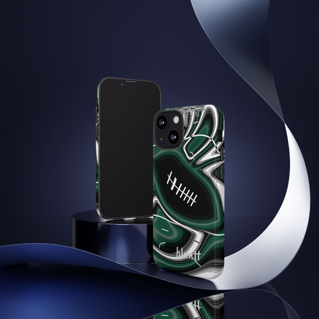 Hunter Green & White Trippy Football Phone Case