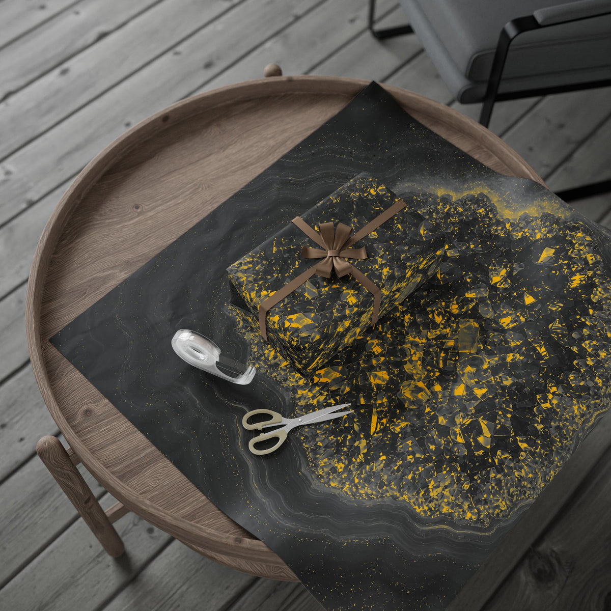 Geode Core - Mono Gold Spark Wrapping Paper