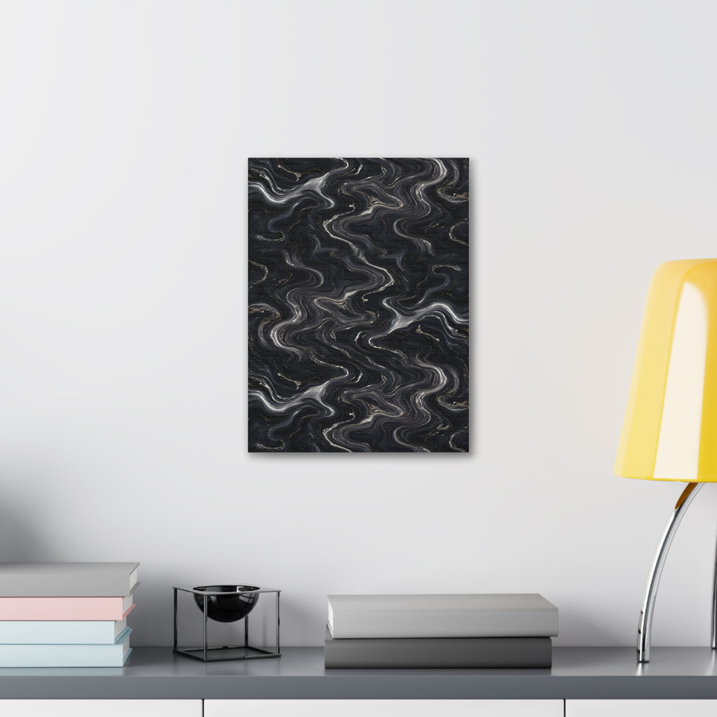 Black & Silver Marble Glossy Canvas