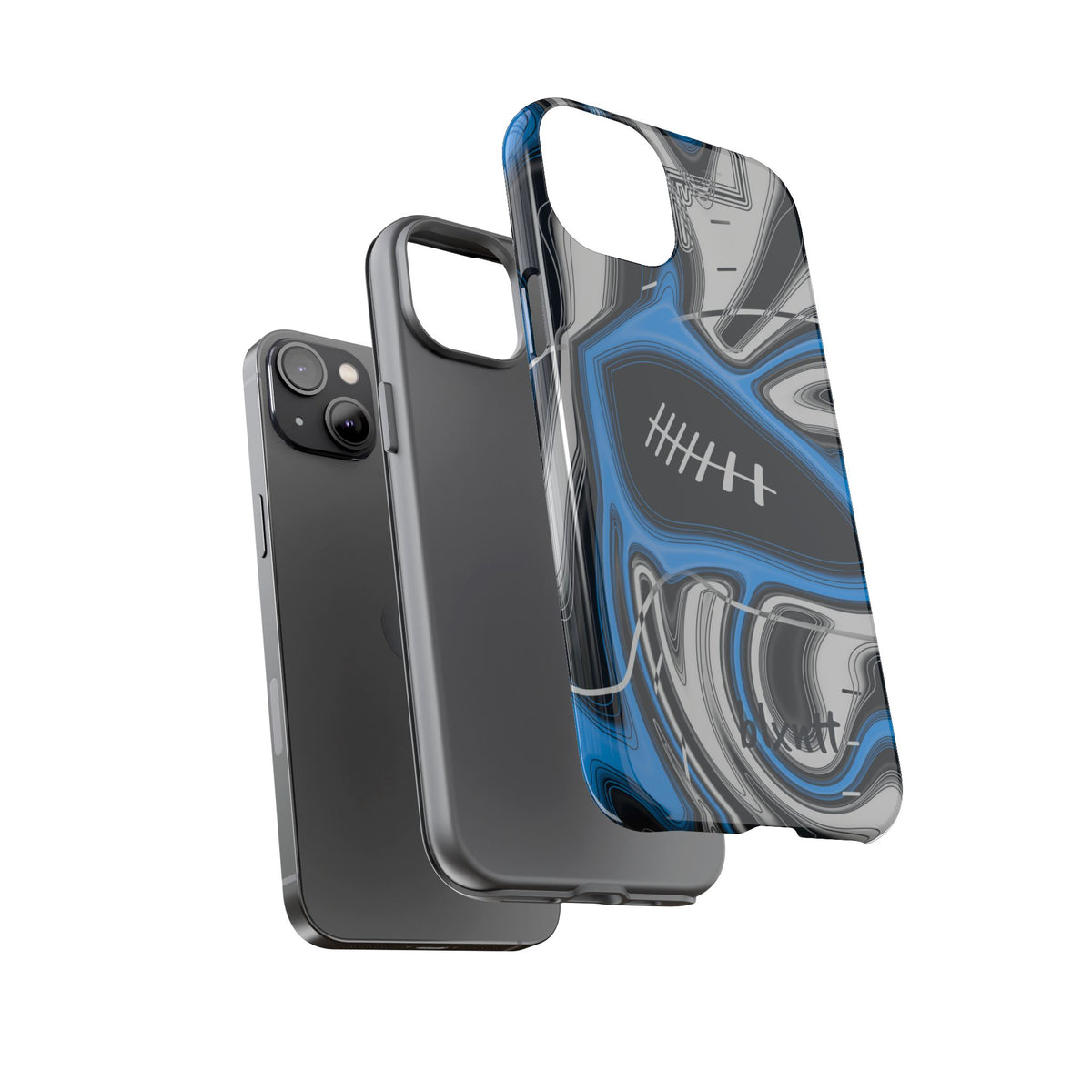 Sky Blue, Black & Silver Trippy Football Phone Case