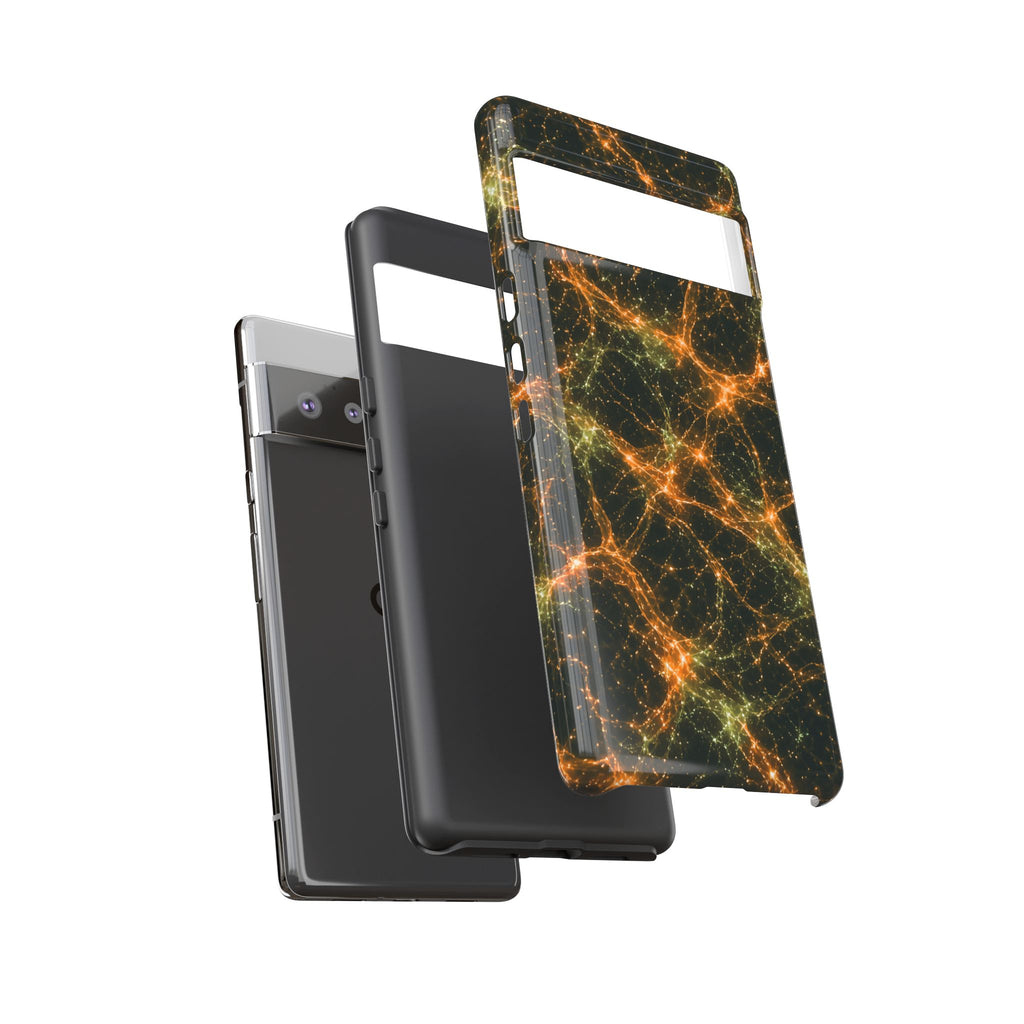 Neon Mycelium - Electric Tangerine Teal Phone Case