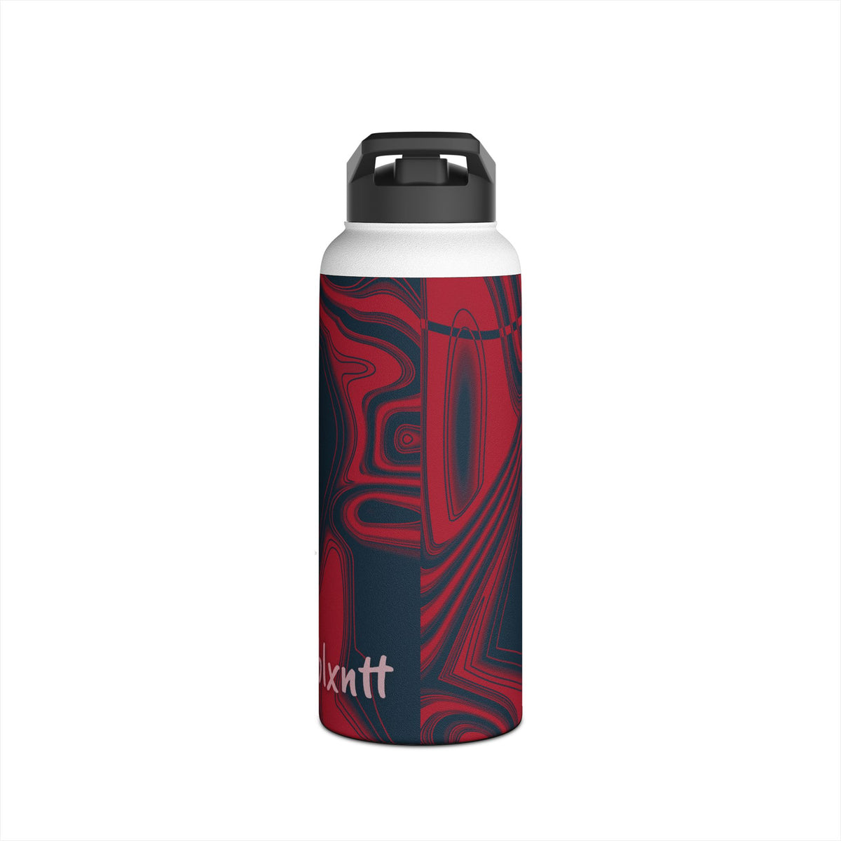 Midnight Navy & Red Trippy Football Water Bottle