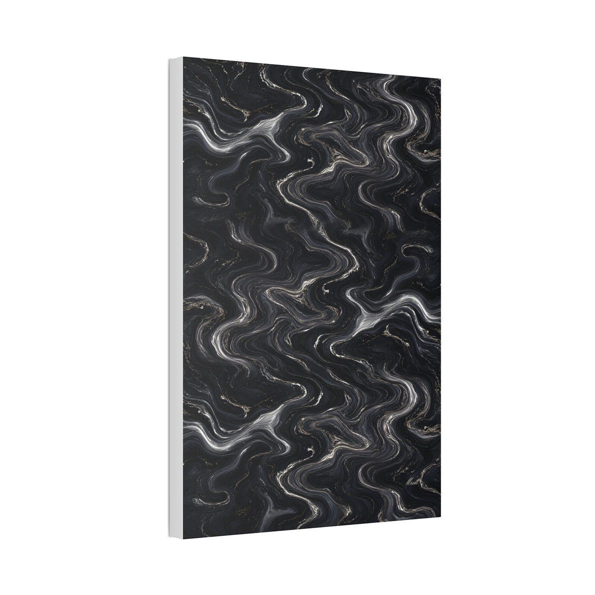 Black & Silver Marble Glossy Canvas