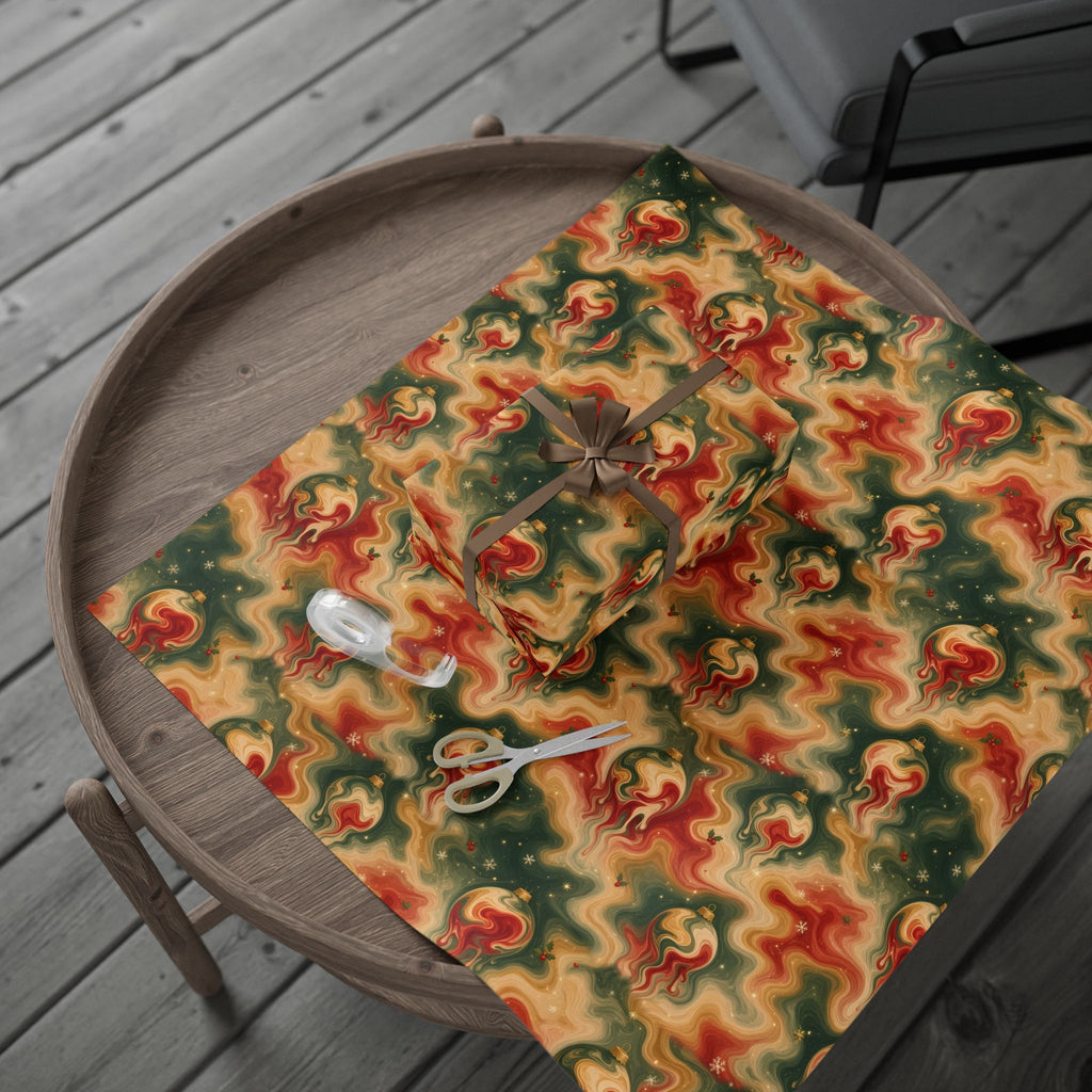 Melting Ornaments Trippy Christmas Wrapping Paper
