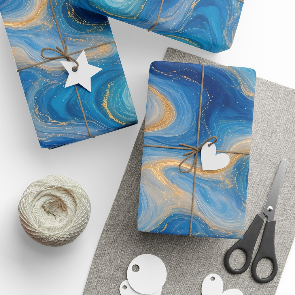 Ocean Blue Marble Wrapping Paper