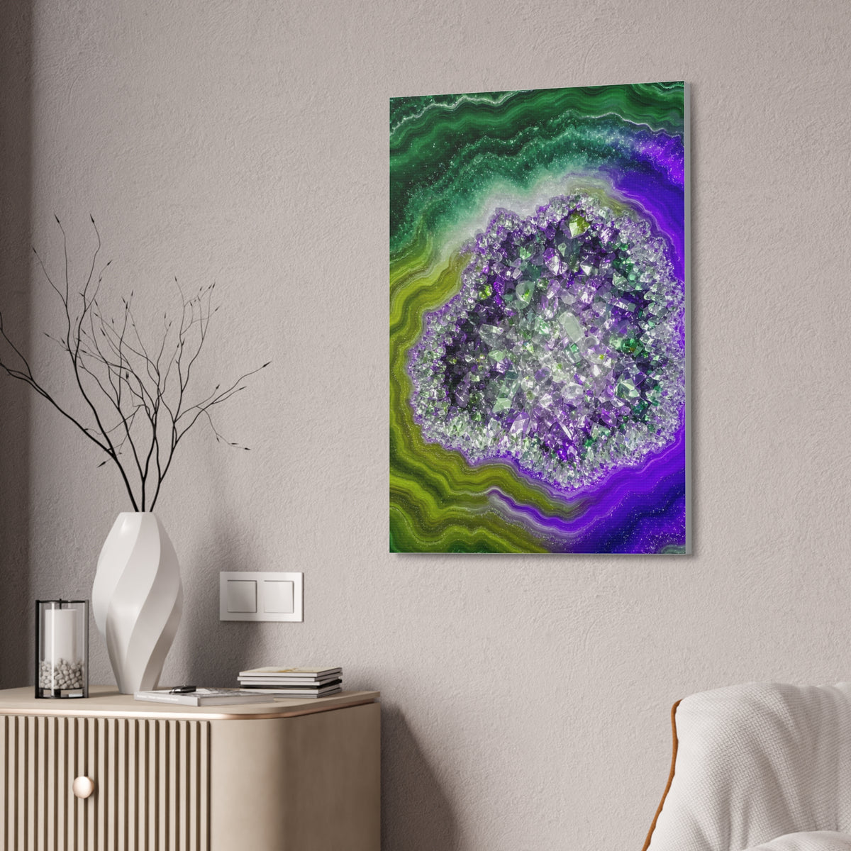 Geode Core - Ruby Emerald Glossy Canvas