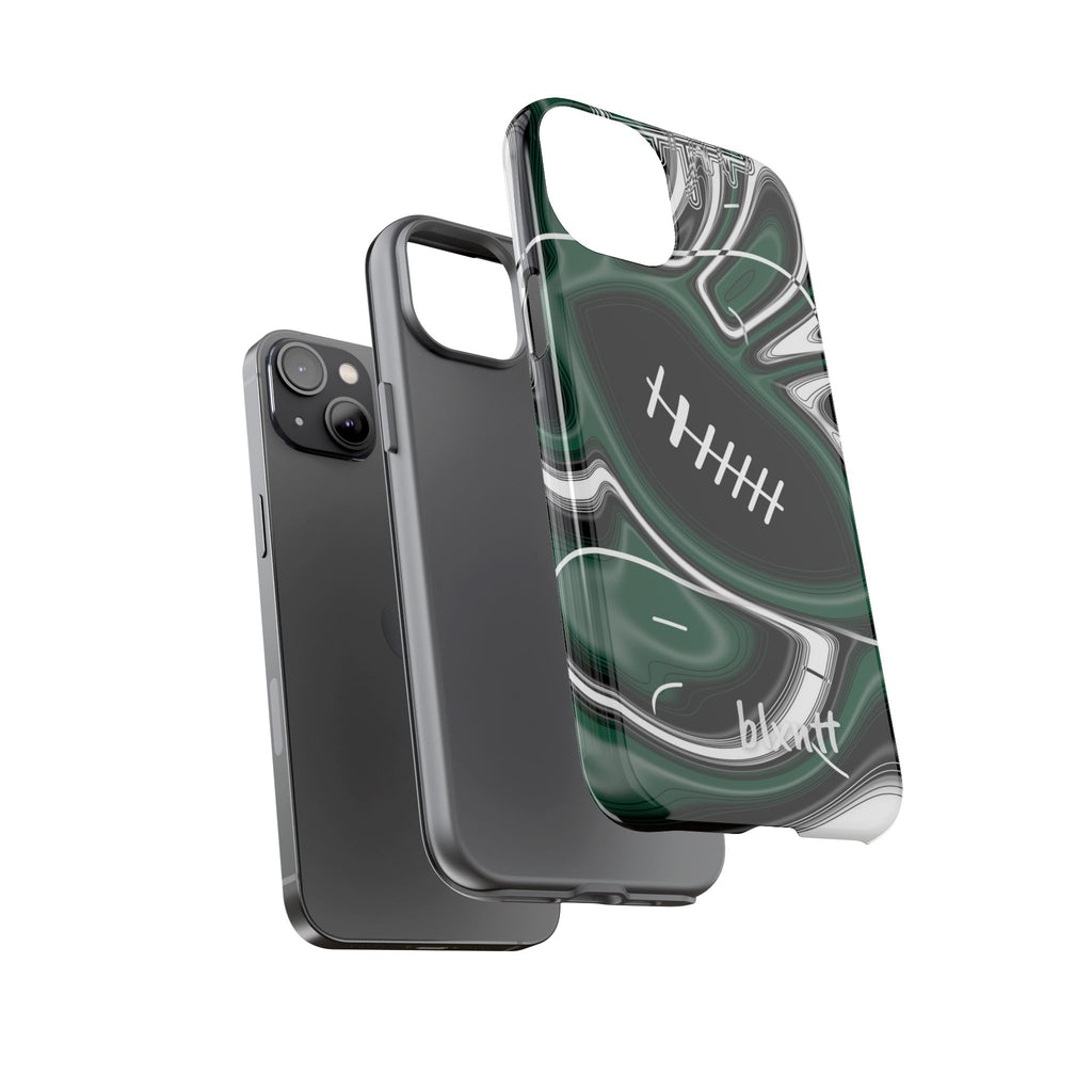 Hunter Green & White Trippy Football Phone Case