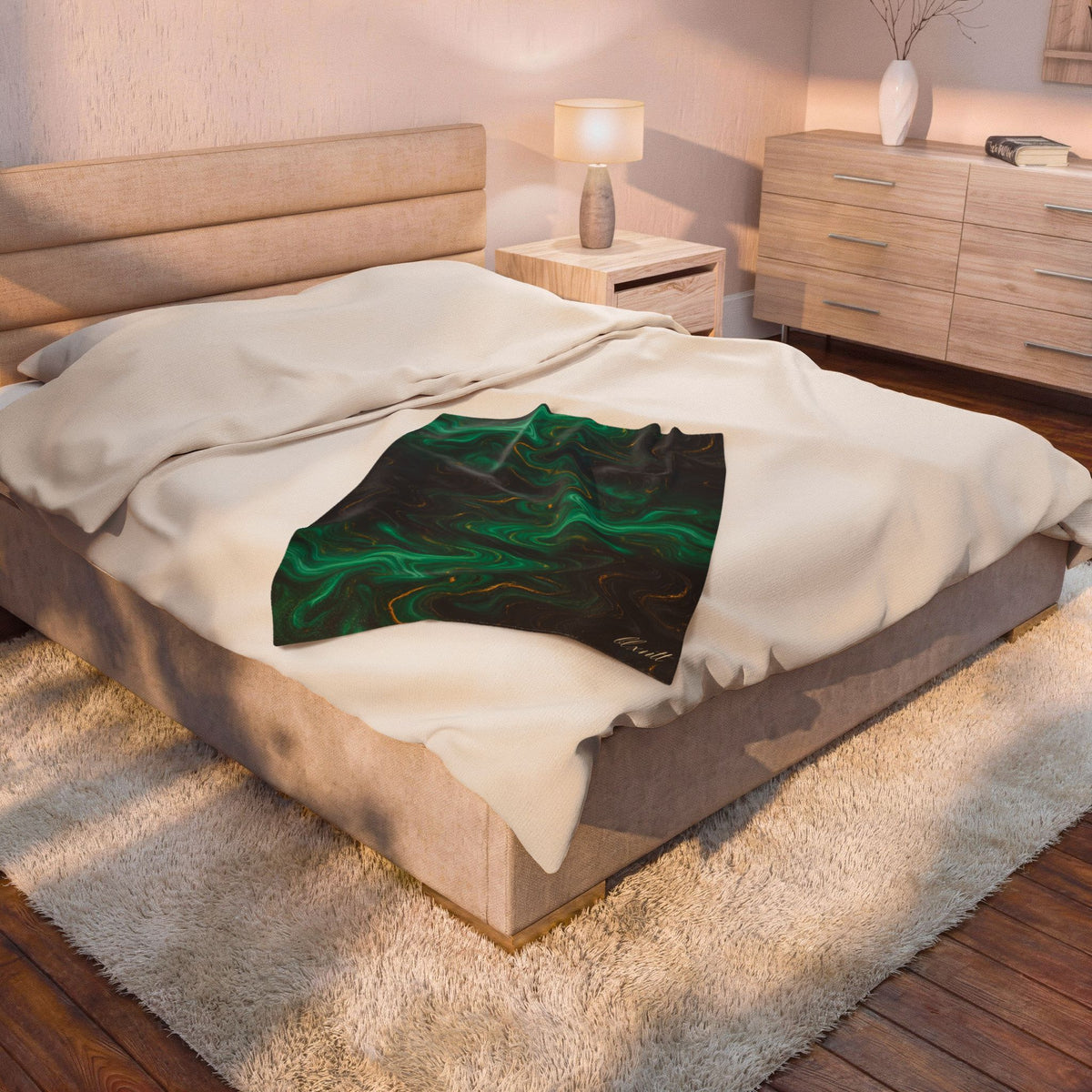 Emerald & Black Marble Blanket