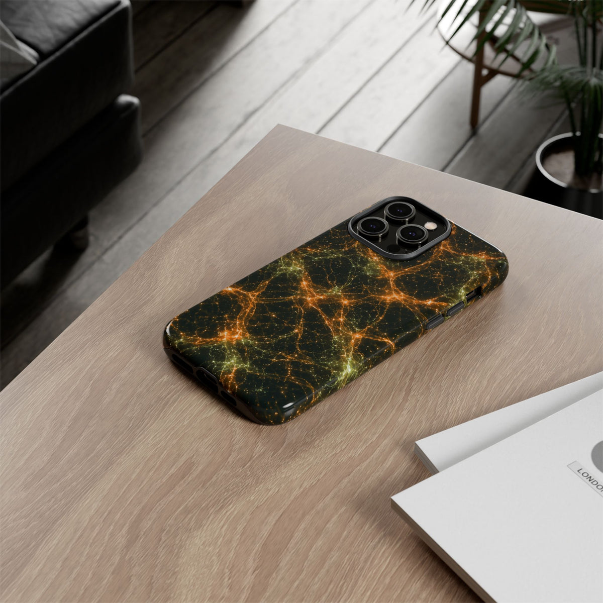 Neon Mycelium - Electric Tangerine Teal Phone Case