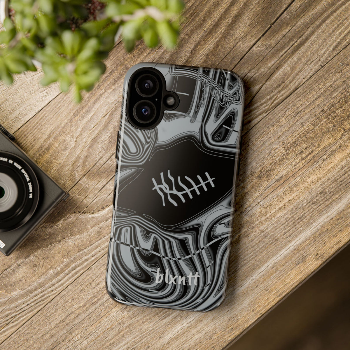 Black & Silver Trippy Football Phone Case