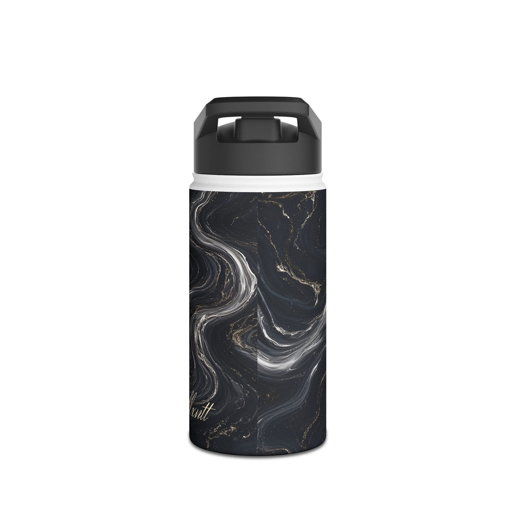 Black & Silver Marble Water Bottle