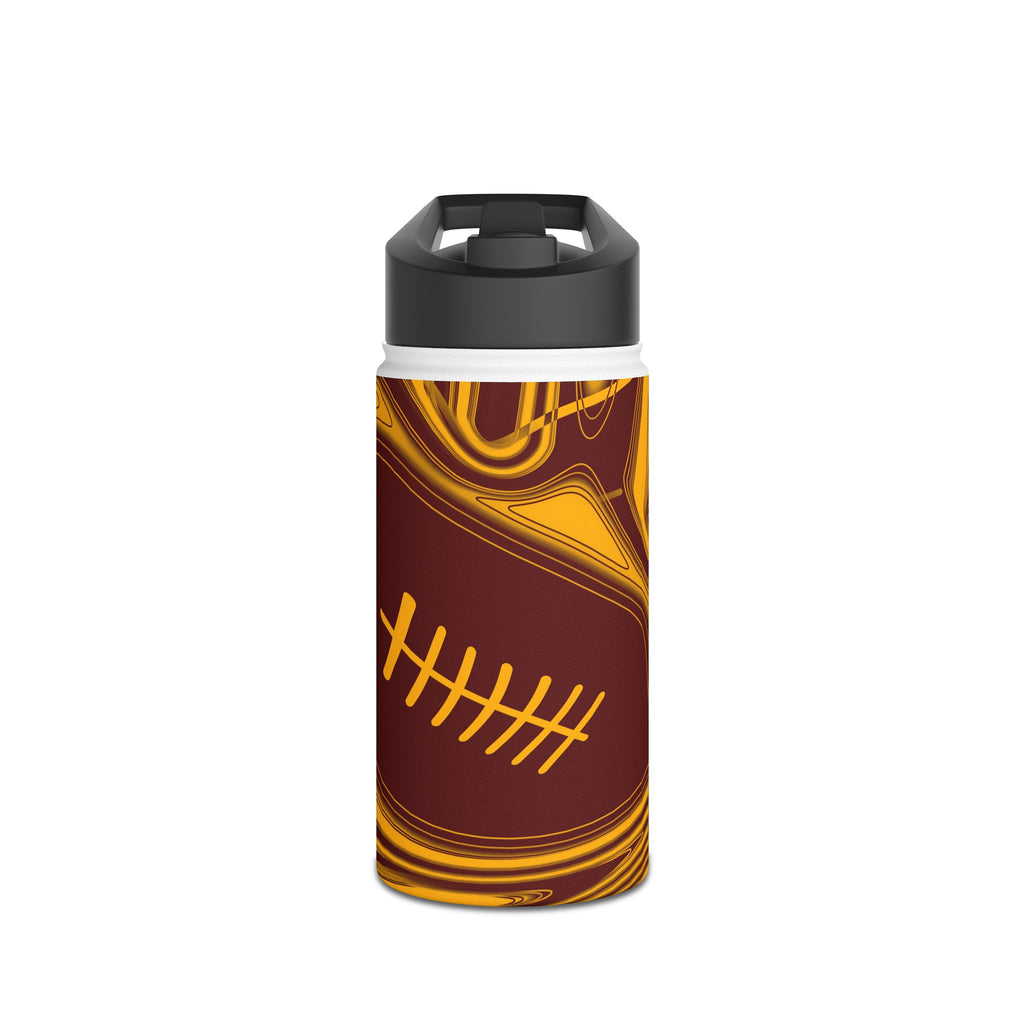 Burgundy & Gold Trippy Football Water Bottle