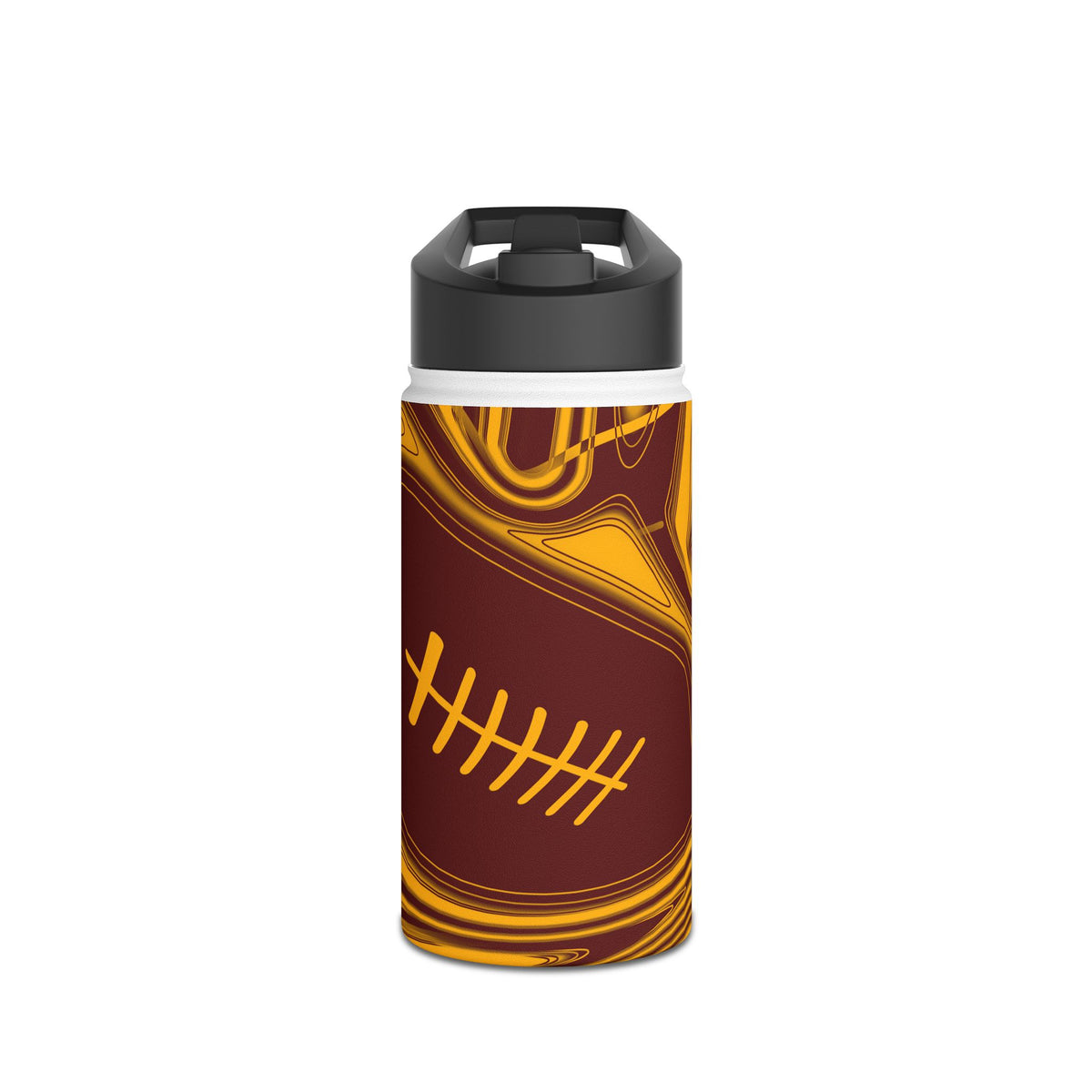 Burgundy & Gold Trippy Football Water Bottle
