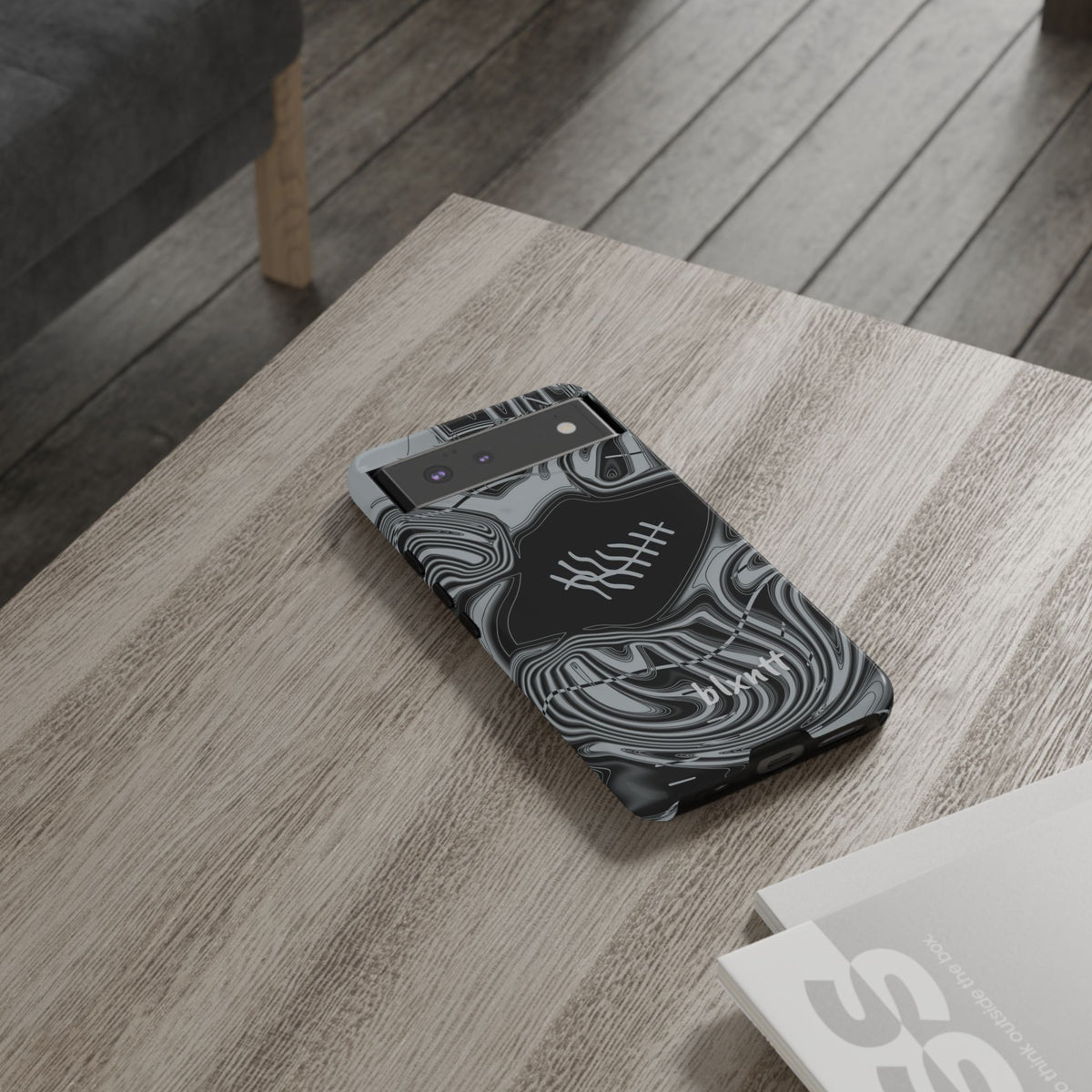 Black & Silver Trippy Football Phone Case