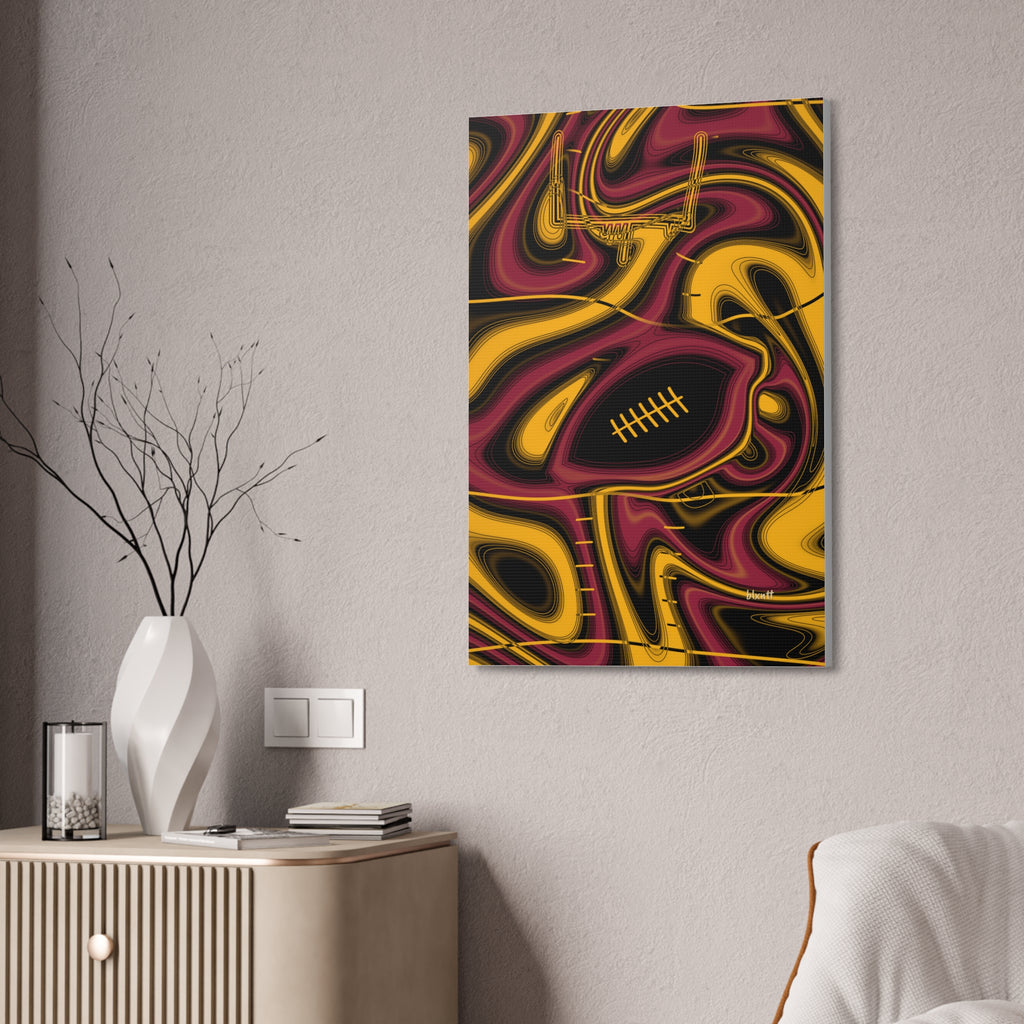 Cardinal Red, Black & Gold Trippy Football Glossy Canvas