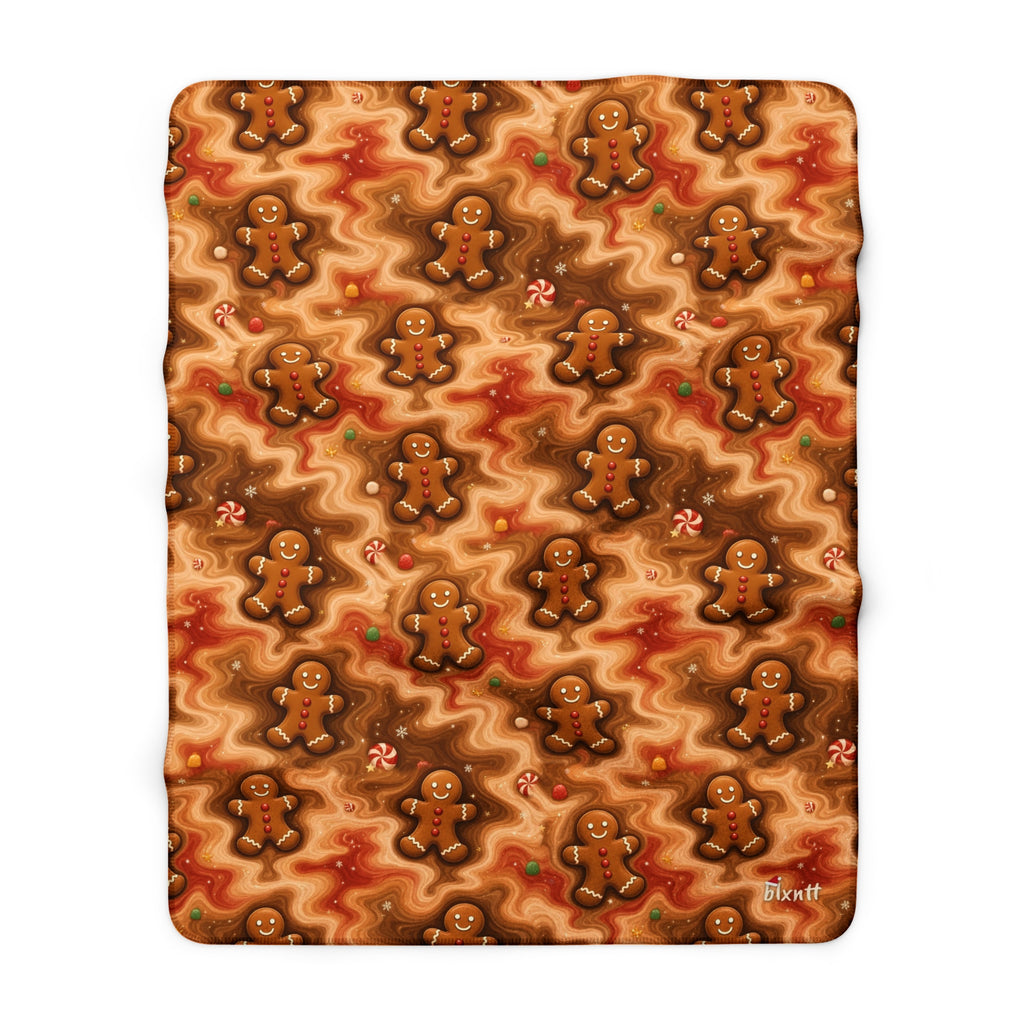 Gingerbread Trippy Christmas Sherpa Blanket