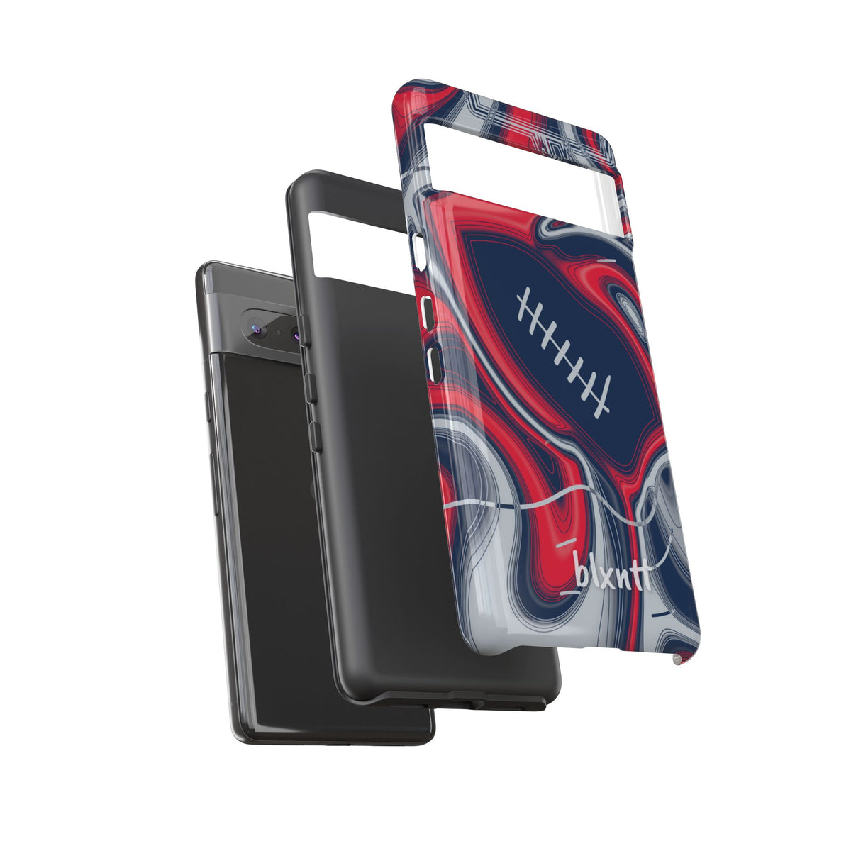 Navy, Red & Silver Trippy Football Phone Case