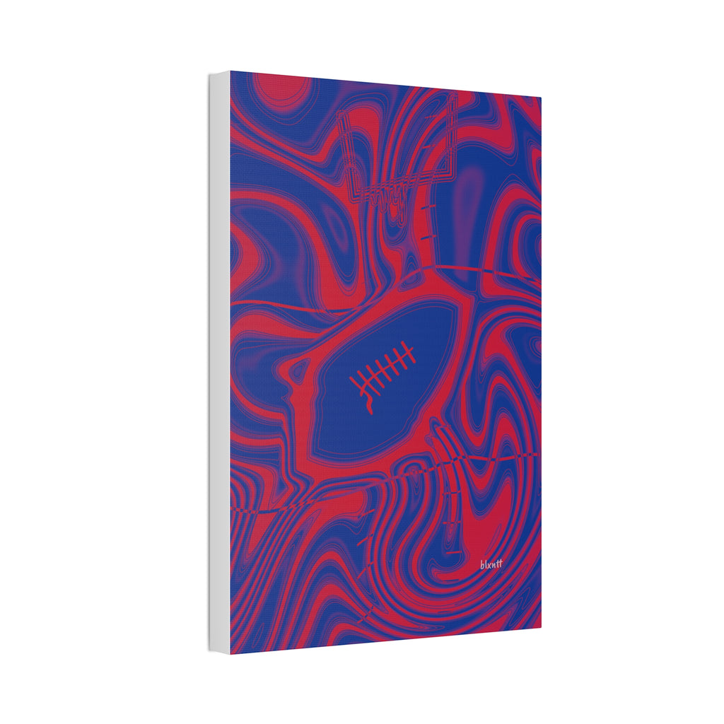 Royal Blue & Red Trippy Football Glossy Canvas