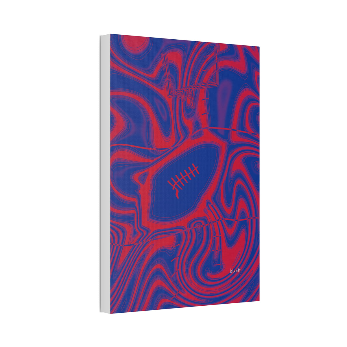 Royal Blue & Red Trippy Football Glossy Canvas