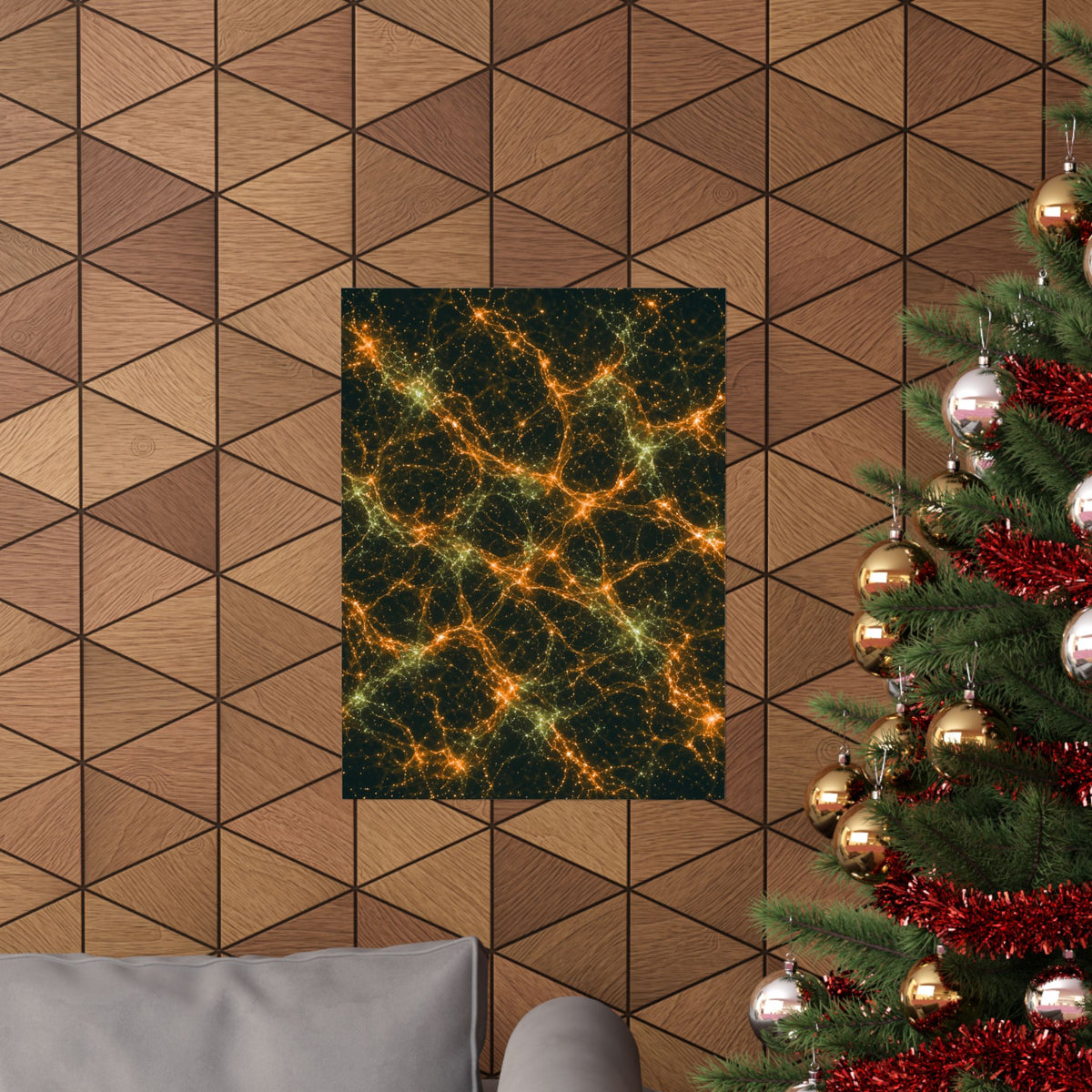 Neon Mycelium - Electric Tangerine Teal Poster