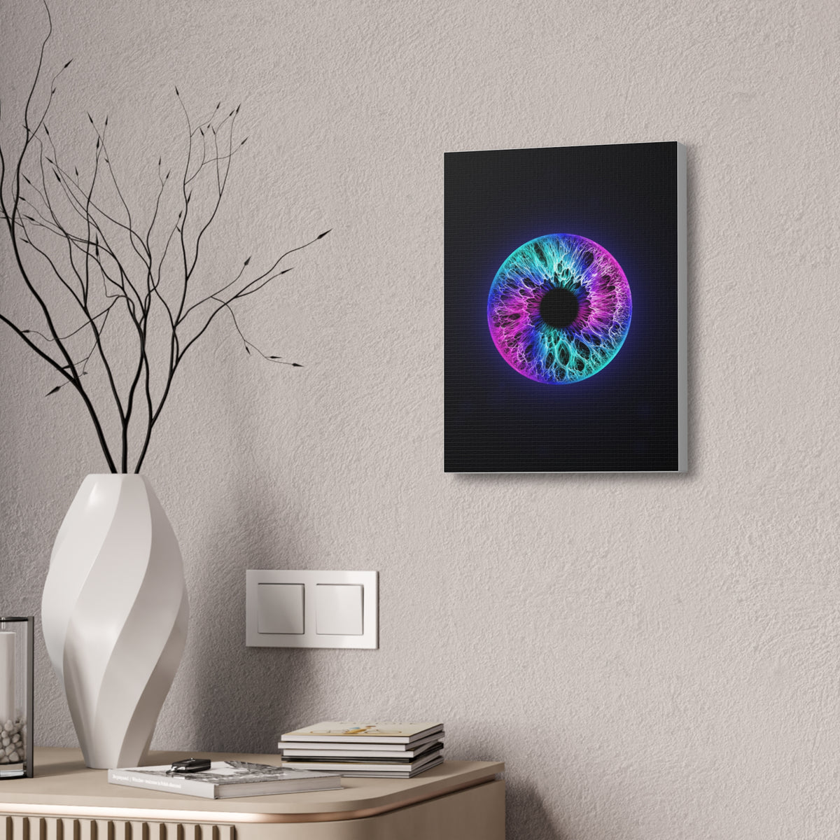 BLXNTT Iris – Lace Web Galaxy Teal Magenta Glossy Canvas