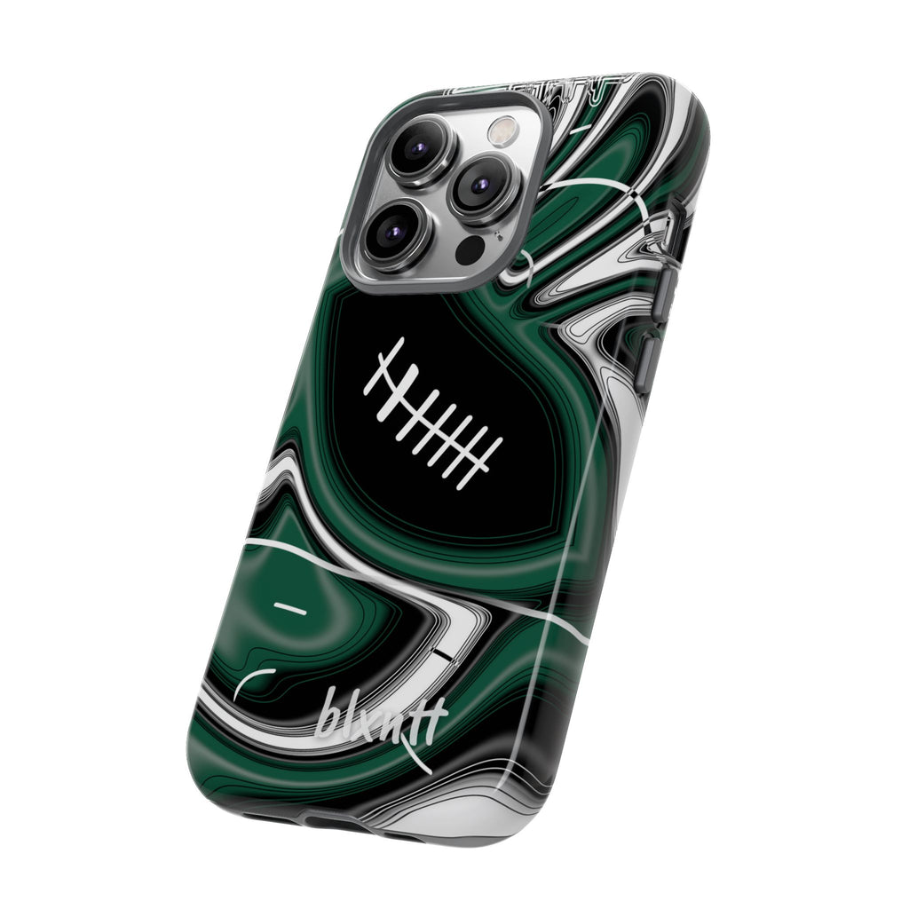 Hunter Green & White Trippy Football Phone Case