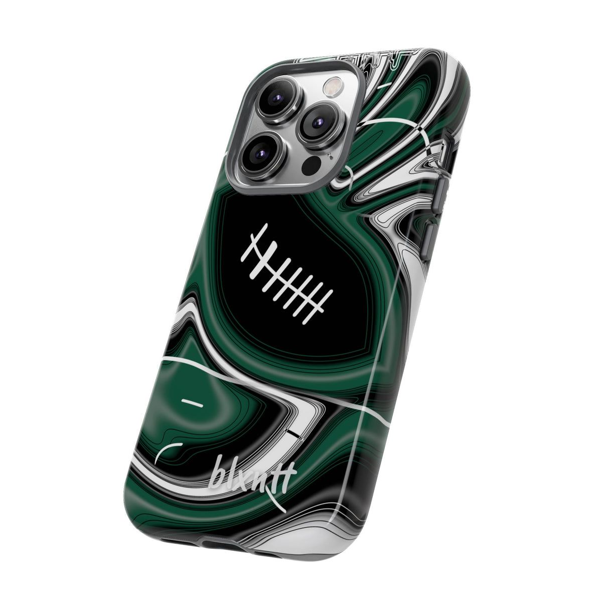 Hunter Green & White Trippy Football Phone Case