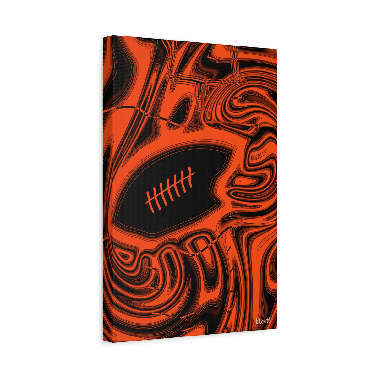 Orange & Black Trippy Football Canvas
