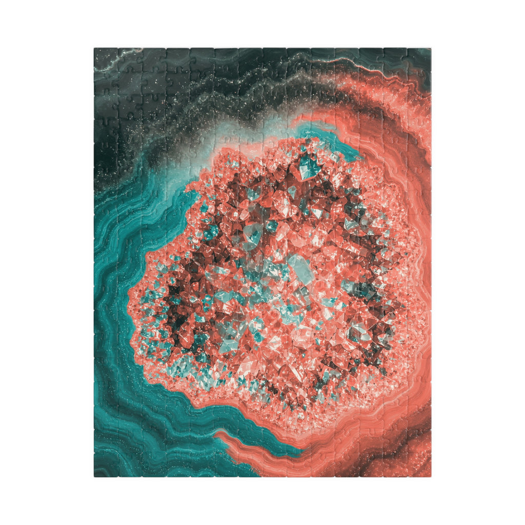 Geode Core - Coral Teal Jigsaw Puzzle
