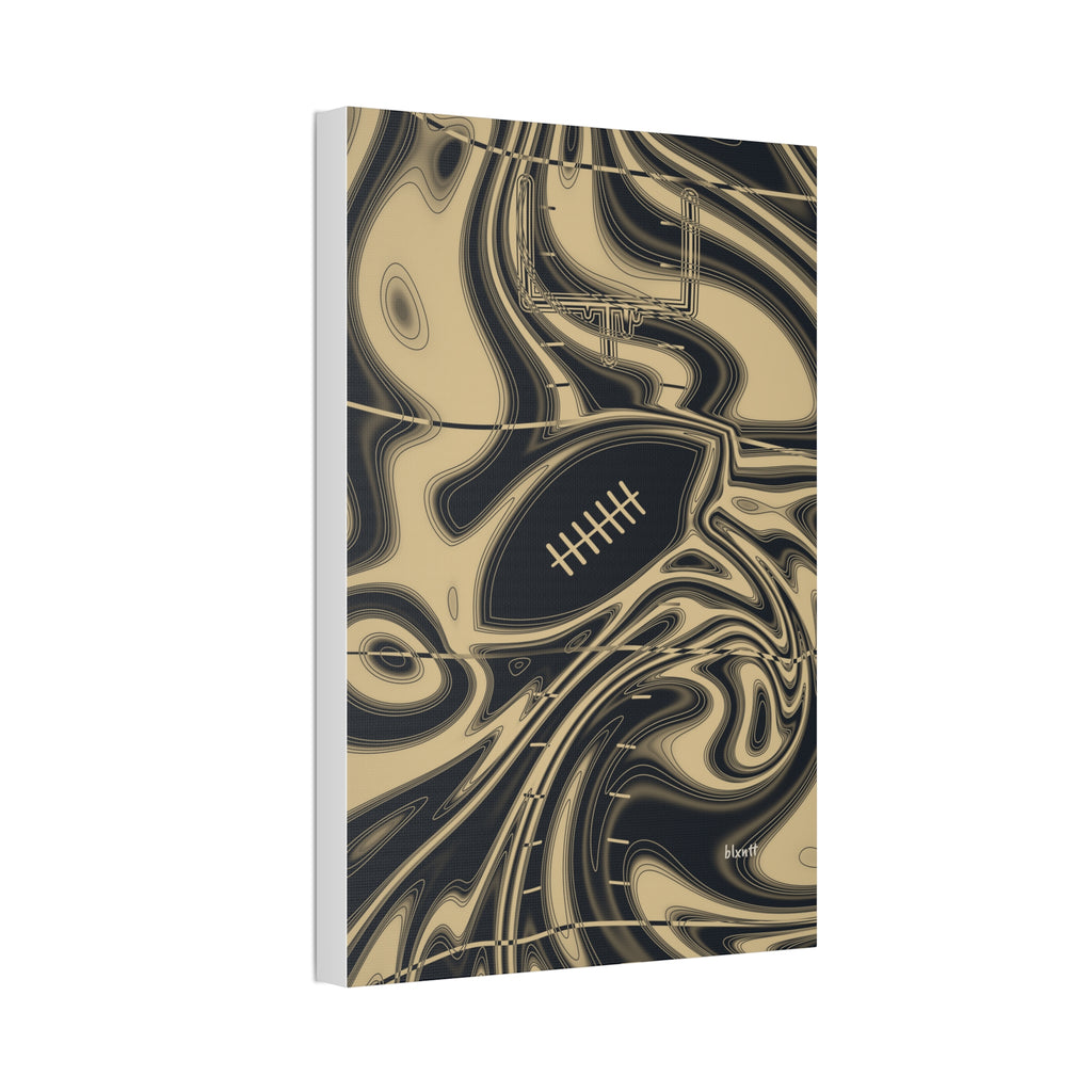 Old Gold & Black Trippy Football Glossy Canvas