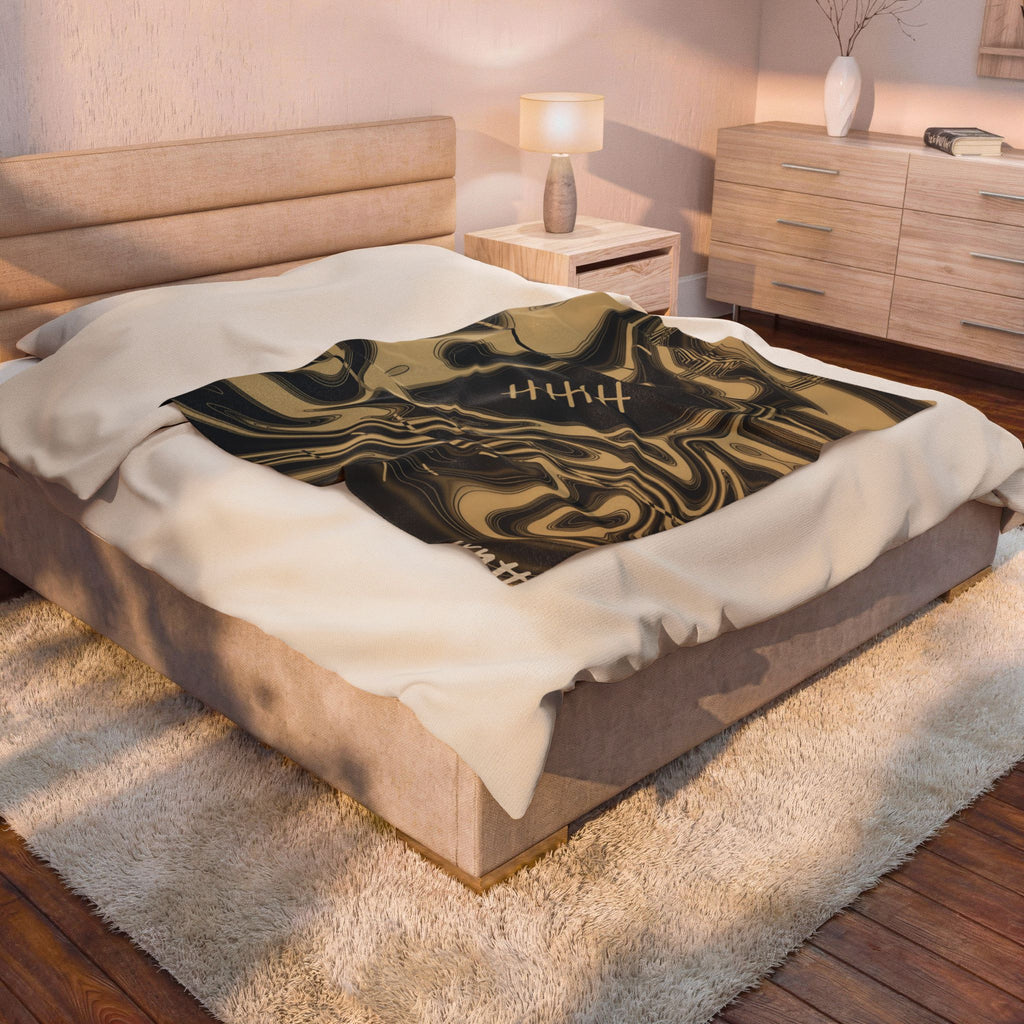 Old Gold & Black Trippy Football Blanket