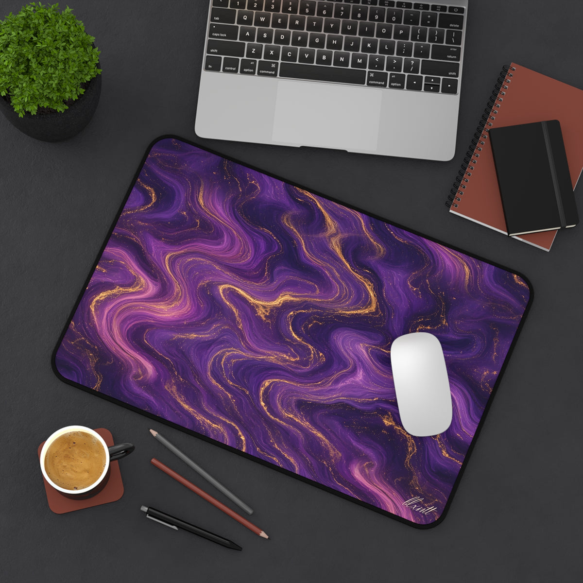 Royal Purple Marble Desk Mat