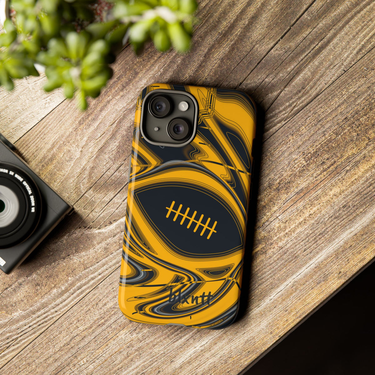 Black & Gold Trippy Football Phone Case