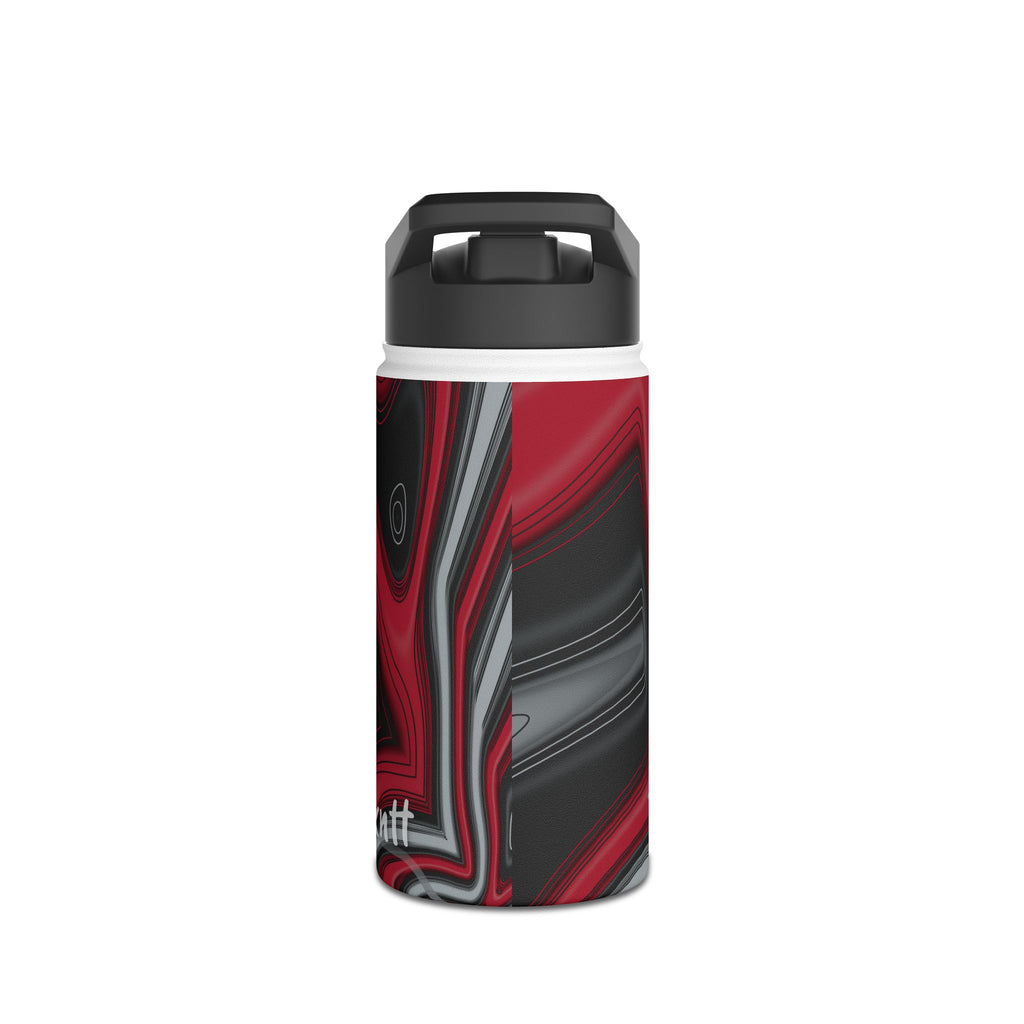 Red, Black & Silver Trippy Football Water Bottle