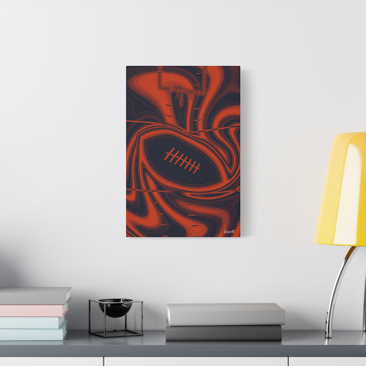 Navy & Orange Trippy Football Canvas