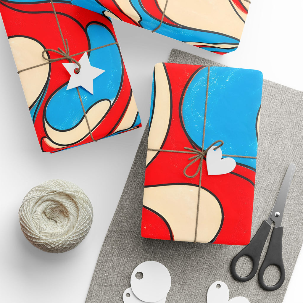 Fillmore Flow - Red, Cyan & Cream Wrapping Paper
