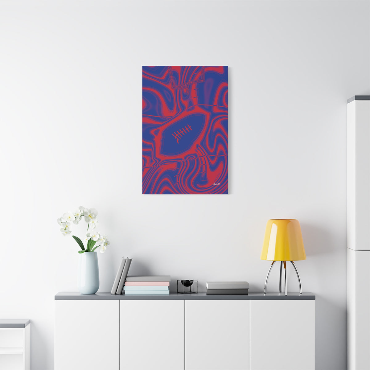 Royal Blue & Red Trippy Football Canvas