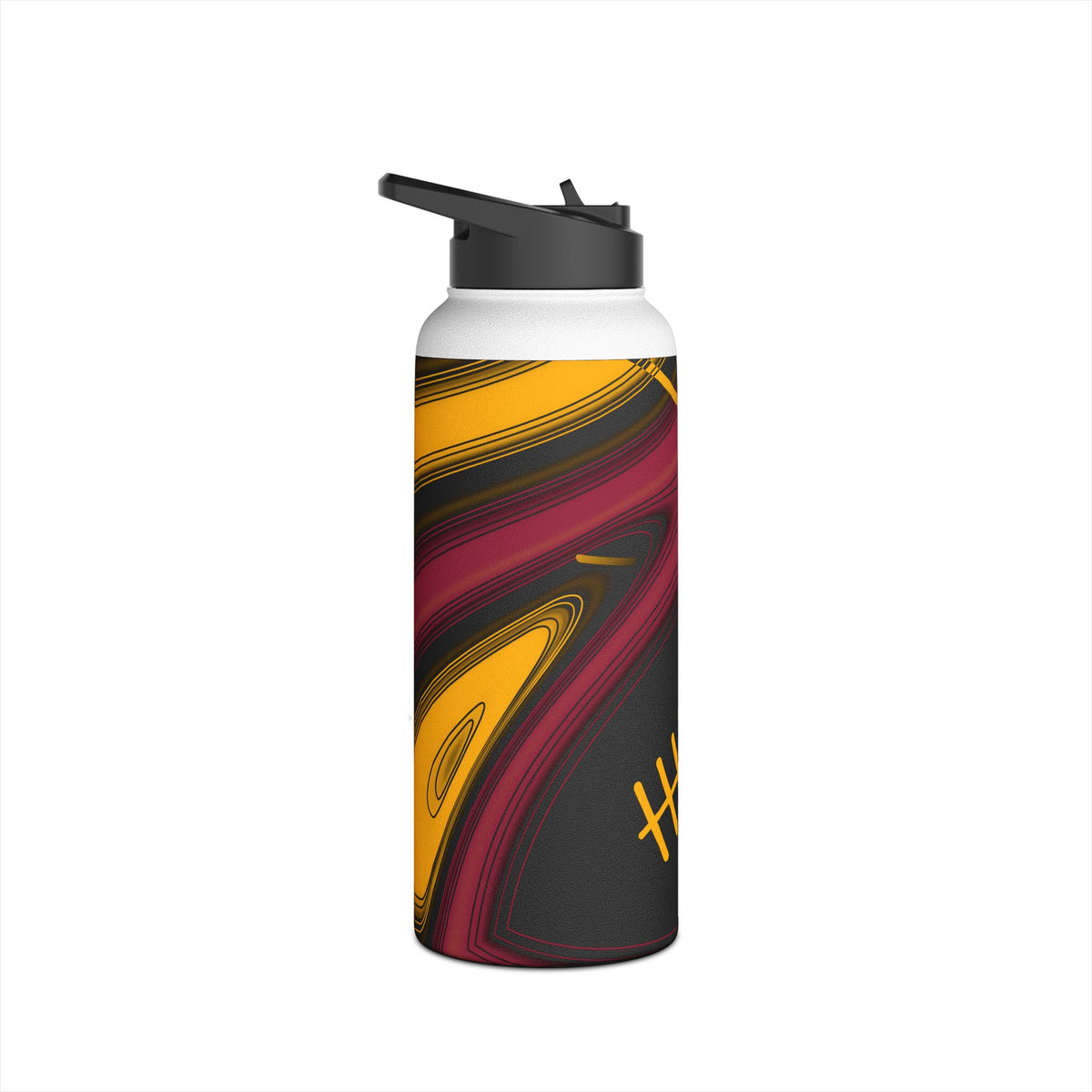 Cardinal Red, Black & Gold Trippy Football Water Bottle