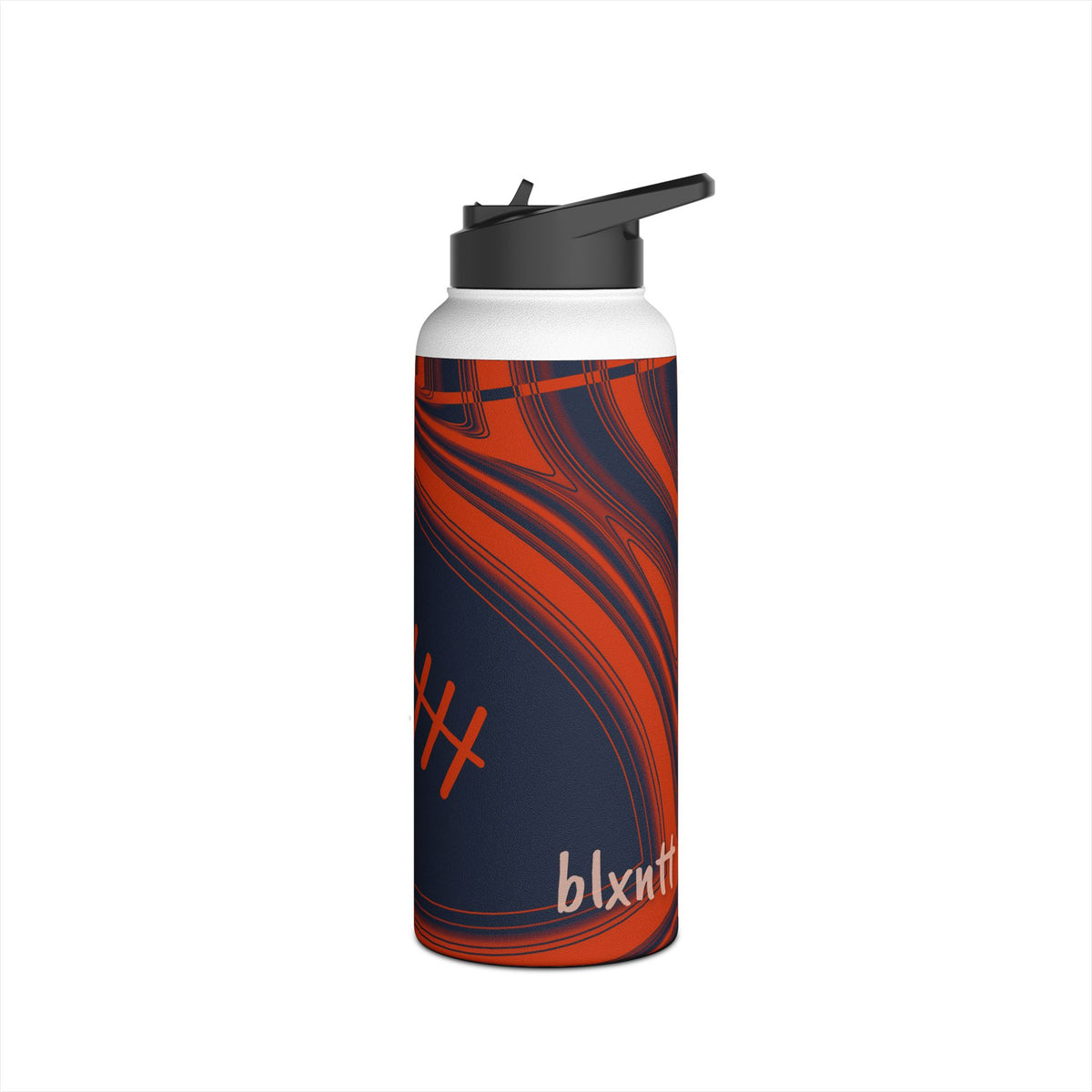 Navy & Orange Trippy Football Water Bottle