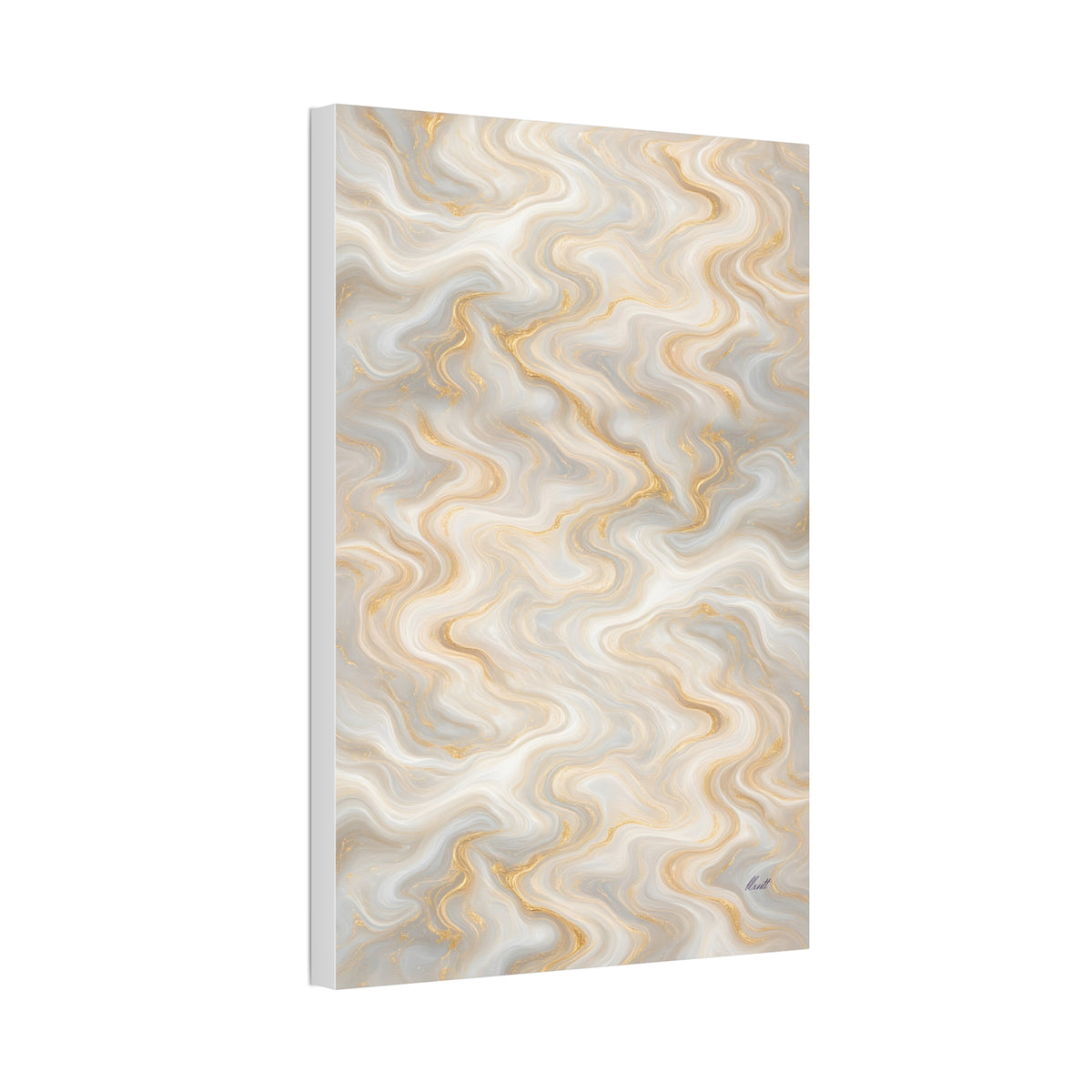 White & Gold Marble Glossy Canvas