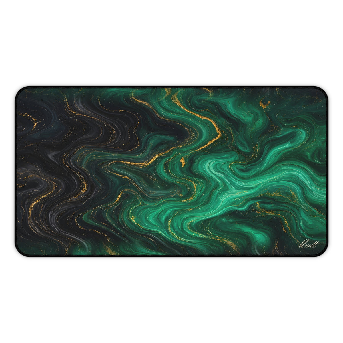 Emerald & Black Marble Desk Mat