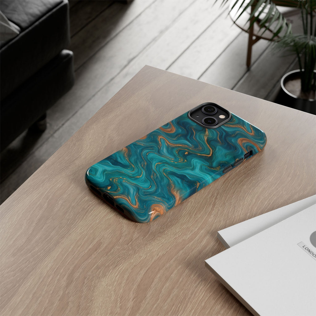 Turquoise & Copper Marble Phone Case