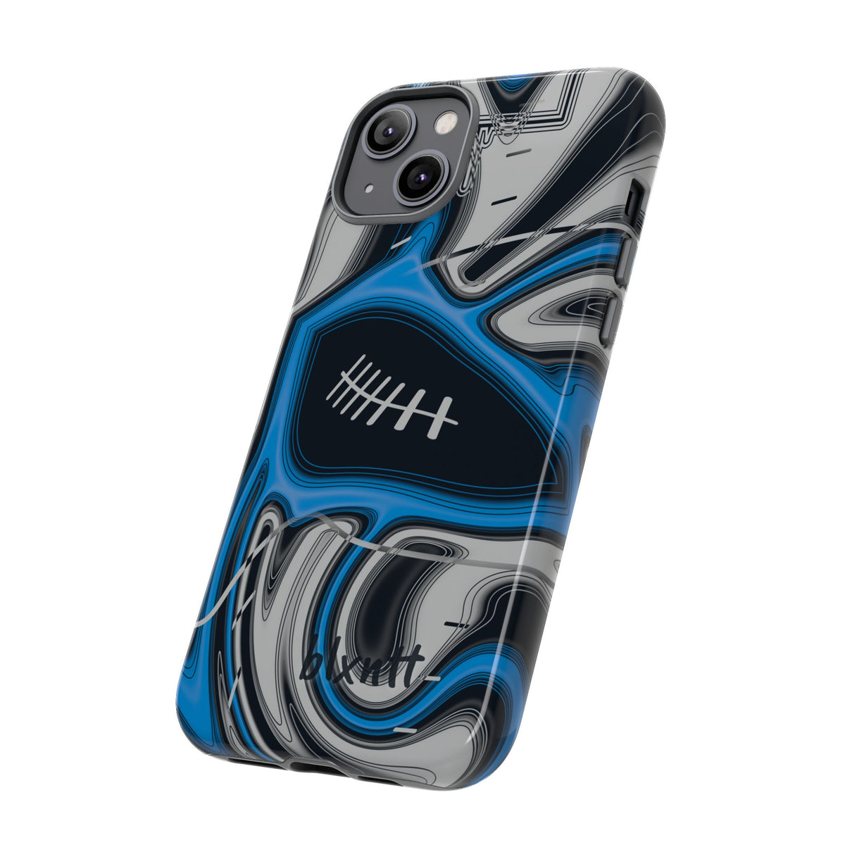Sky Blue, Black & Silver Trippy Football Phone Case