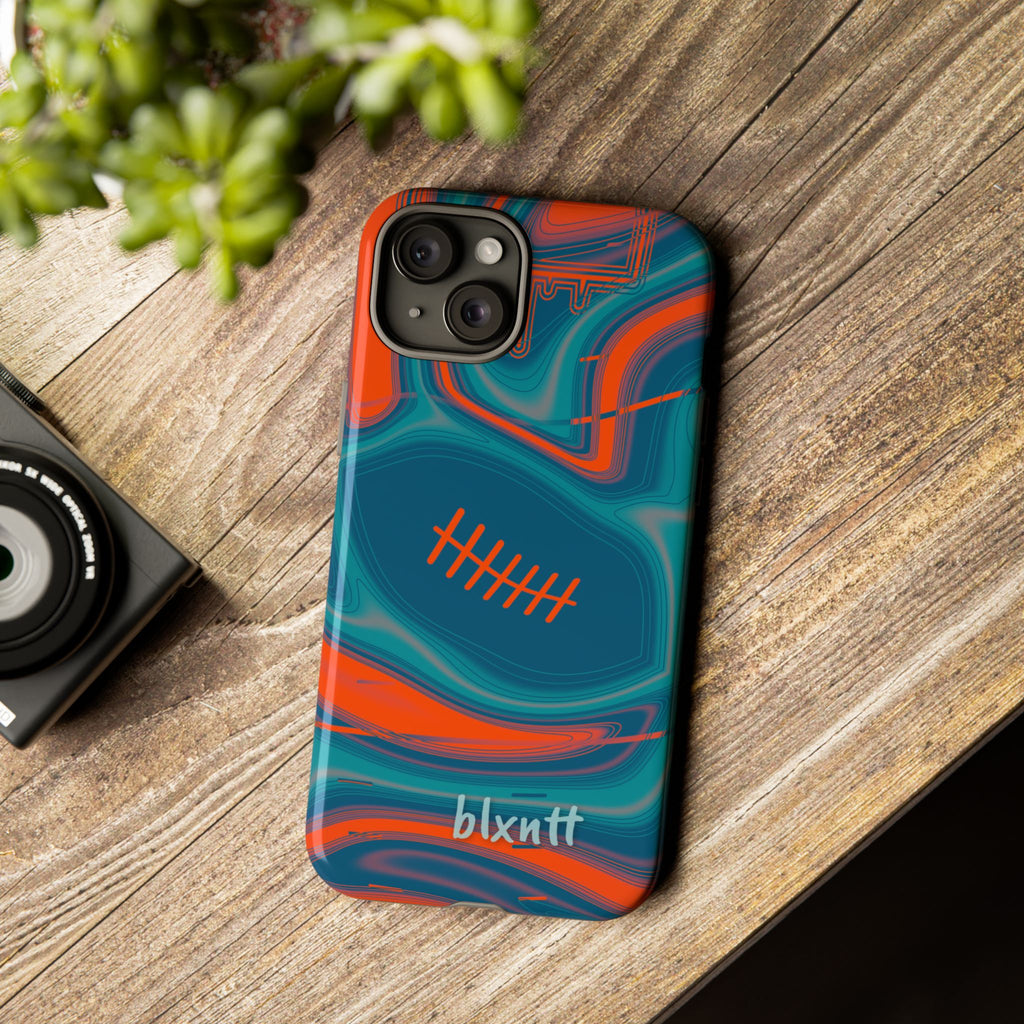 Aqua & Orange Trippy Football Phone Case