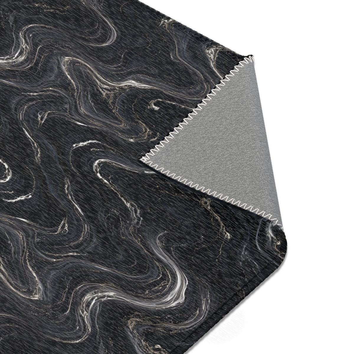 Black & Silver Marble Area Rug