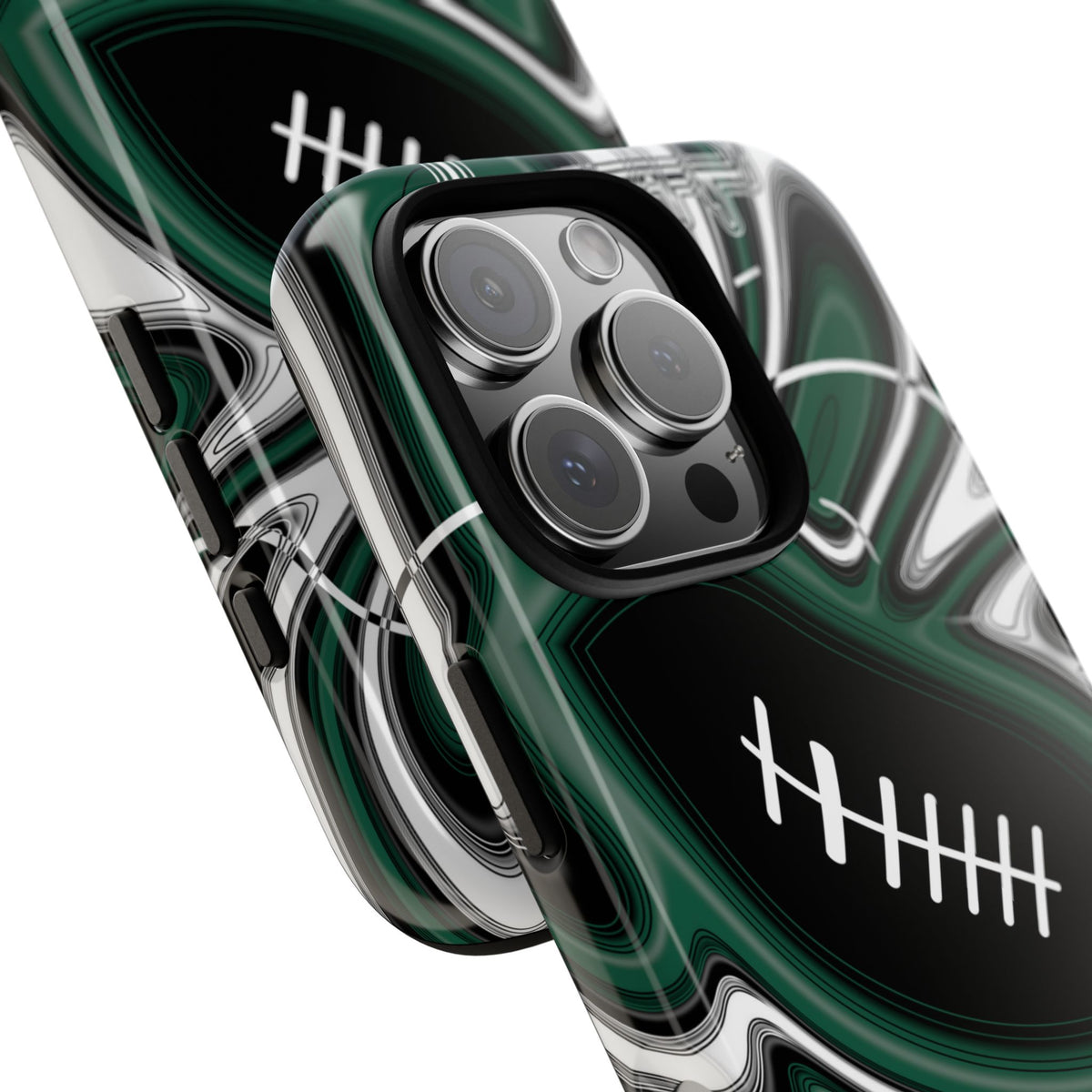 Hunter Green & White Trippy Football Phone Case