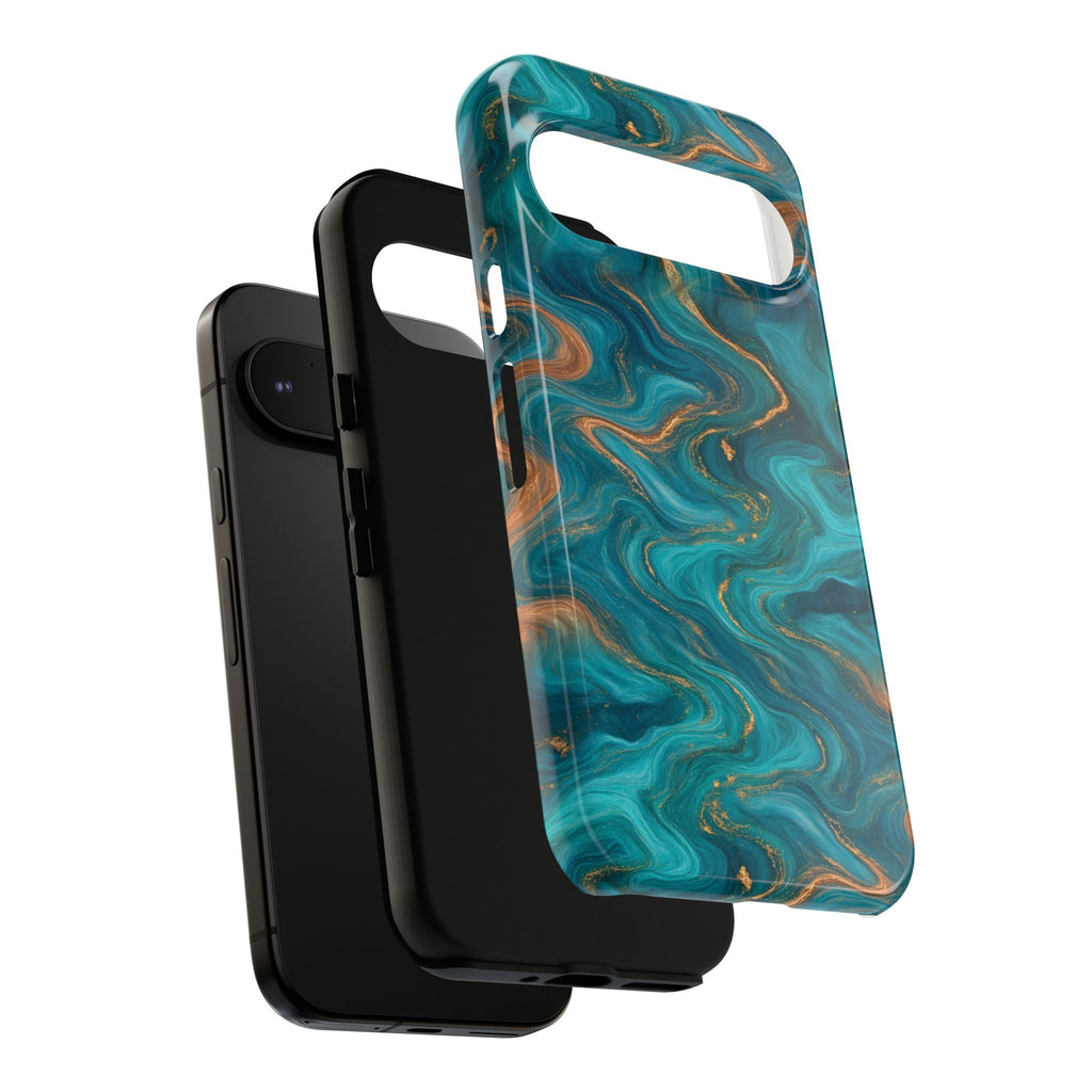 Turquoise & Copper Marble Phone Case