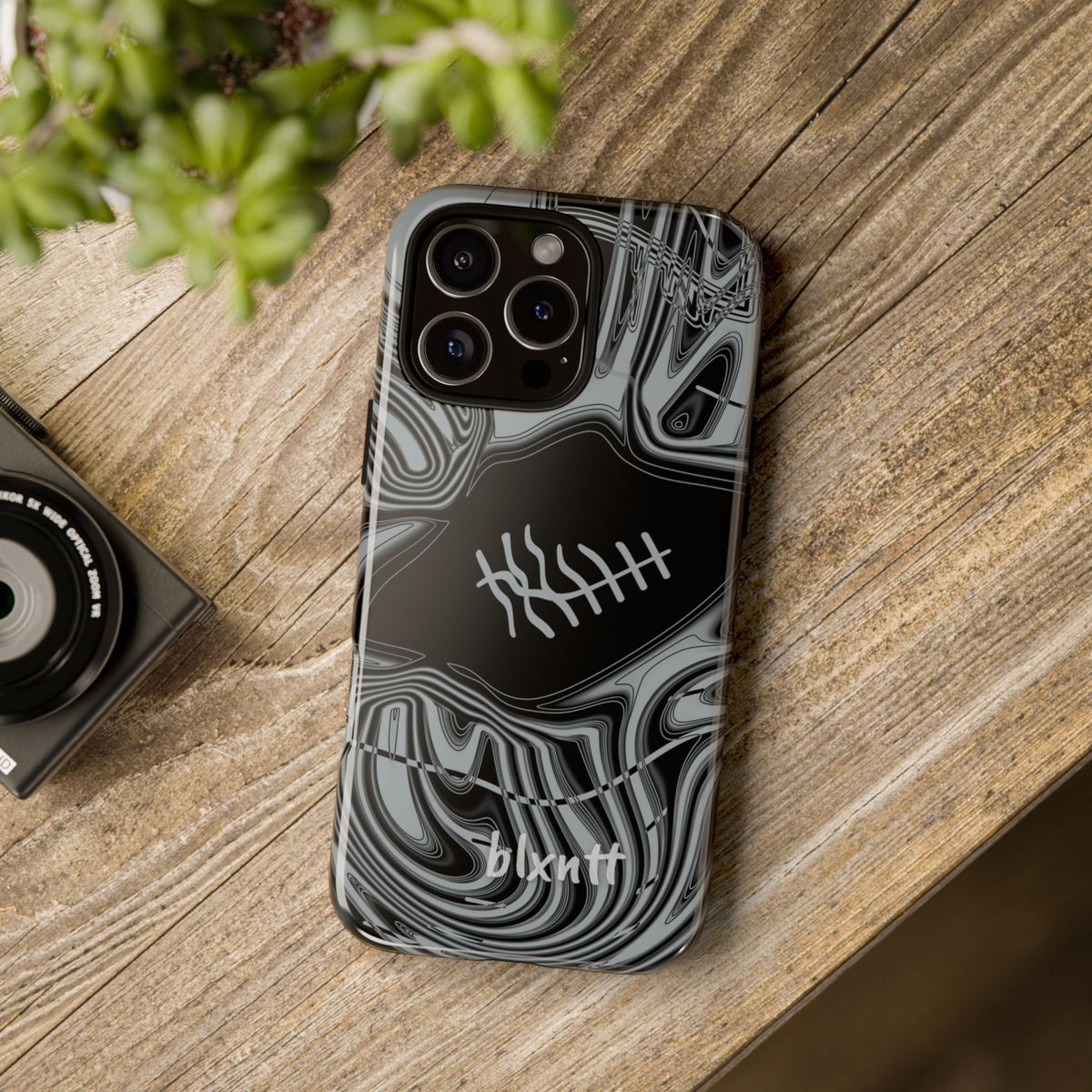 Black & Silver Trippy Football Phone Case